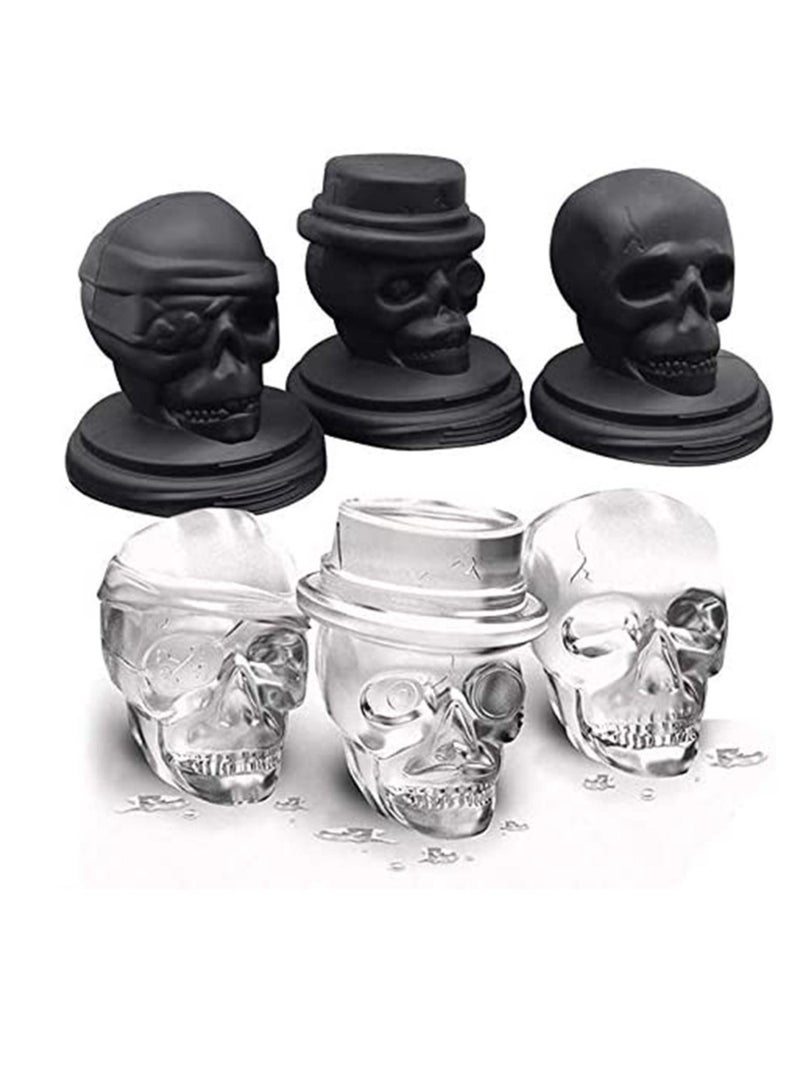 Y&D Skull Ice Cube Mold Flexible Silicone Creative 3D Trays Giant Ball Maker Reusable and BPA Free Perfect for Home Party  - Image 1