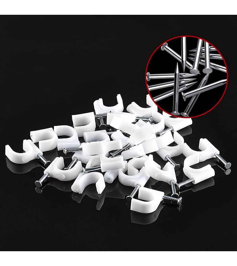 100pcs Steel Wire Nail Card 12mm Round Buckle Cable Management - Image 3