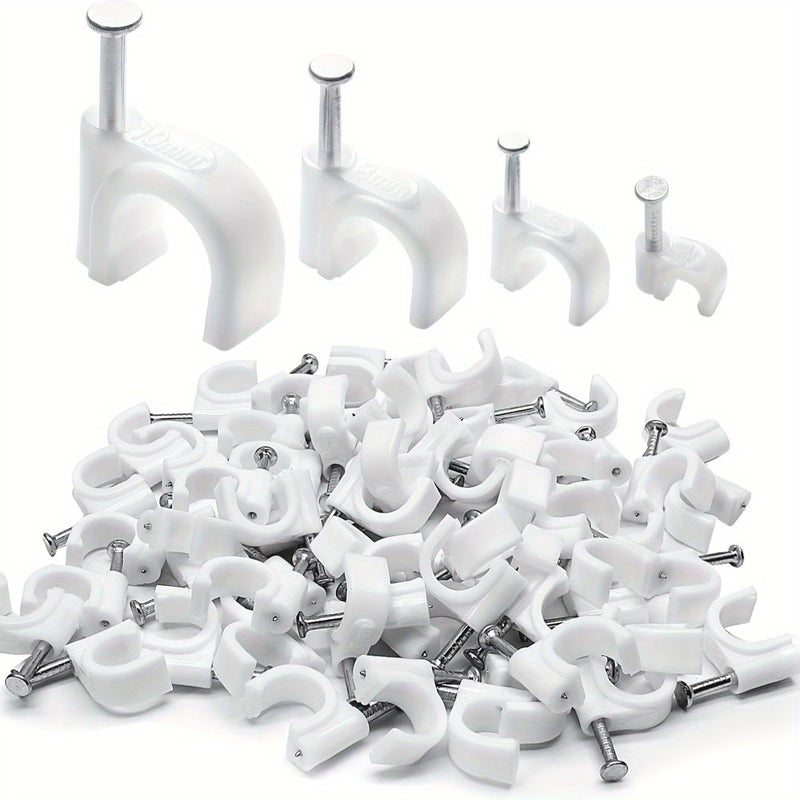 100pcs Steel Wire Nail Card 12mm Round Buckle Cable Management - Image 1
