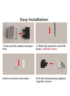 Generic 2 Packs Floor Mounted Door Stops Rubber Black Door Stop Modern Chrome Silver Door Stopper Solid Metal Doorstop Wall Protector with Bumper Buffer and Fixings  - Image 5