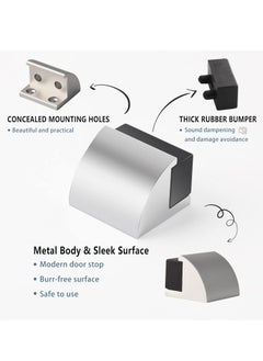 Generic 2 Packs Floor Mounted Door Stops Rubber Black Door Stop Modern Chrome Silver Door Stopper Solid Metal Doorstop Wall Protector with Bumper Buffer and Fixings  - Image 3
