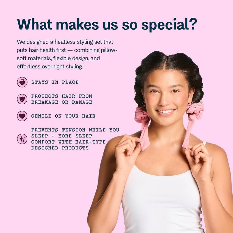 Gimme Beauty Chill Curl Heatless Styling Set - Gentle & Breatable Hair Rods for Overnight Curls - Natural Waves with a Frizz-Free Finish - Clip & Scrunchies for Secure Hold - Fine Hair, 4 Count - Image 3