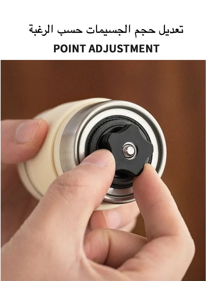 Manual Coffee Grinder with Adjustable Ceramic Burr – Upgraded 0.8mm 304 Stainless Steel – Hand Crank Coffee Mill with Silicone Sleeve – Portable and Washable – White  - Image 4