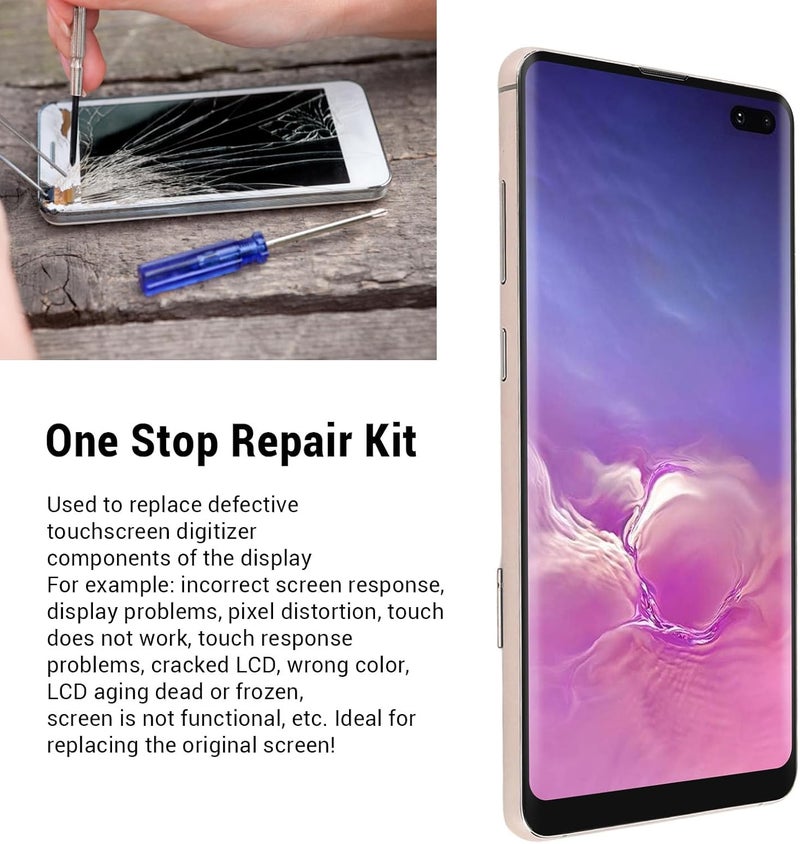 شاشة LCD للهاتف مقاس 6.4 بوصة من Bewinner، نطاق ألوان واسع، شاشة LCD مع لوحة لمس بديلة بدقة 3040x1440 لطراز SM G975F لهاتف S10 Plus (ذهبي) - Image 2