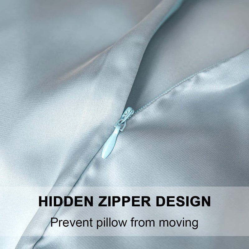 SIYUAN Mulberry Silk Pillowcase for Hair and Skin,Toddler Size Kids Silk Pillow Case with Hidden Zipper,Allergen Proof Dual Sides Soft Breathable Smooth Silk Pillow Cover(Toddler,Aqua Blue) - Image 3