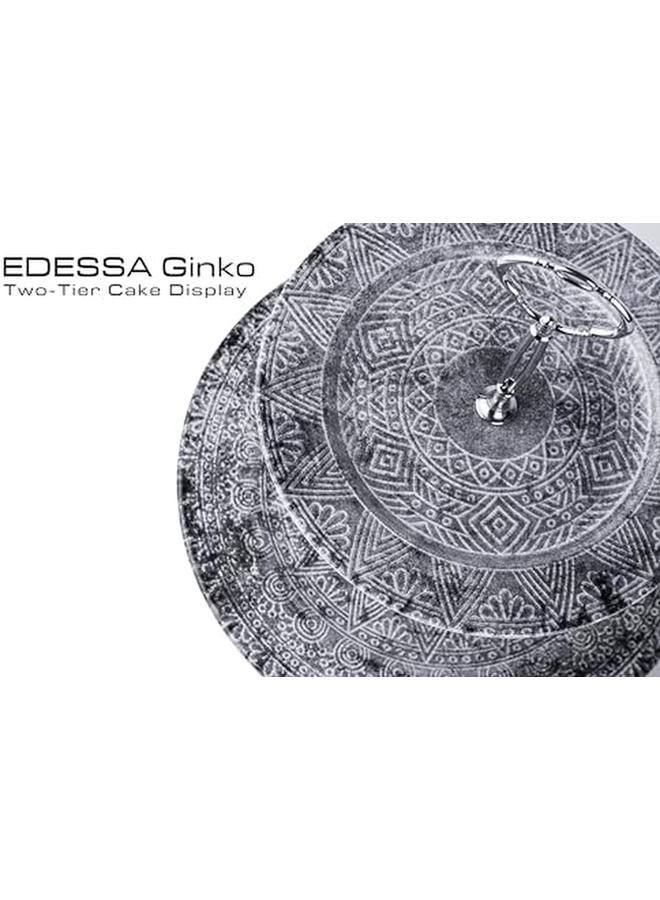 EDESSA Ginko Porcelain Ceramic 2 Tier Cake Stand 20Cm Plus 27Cm Elegant And Functional Display For Cakes And Desserts - Image 4