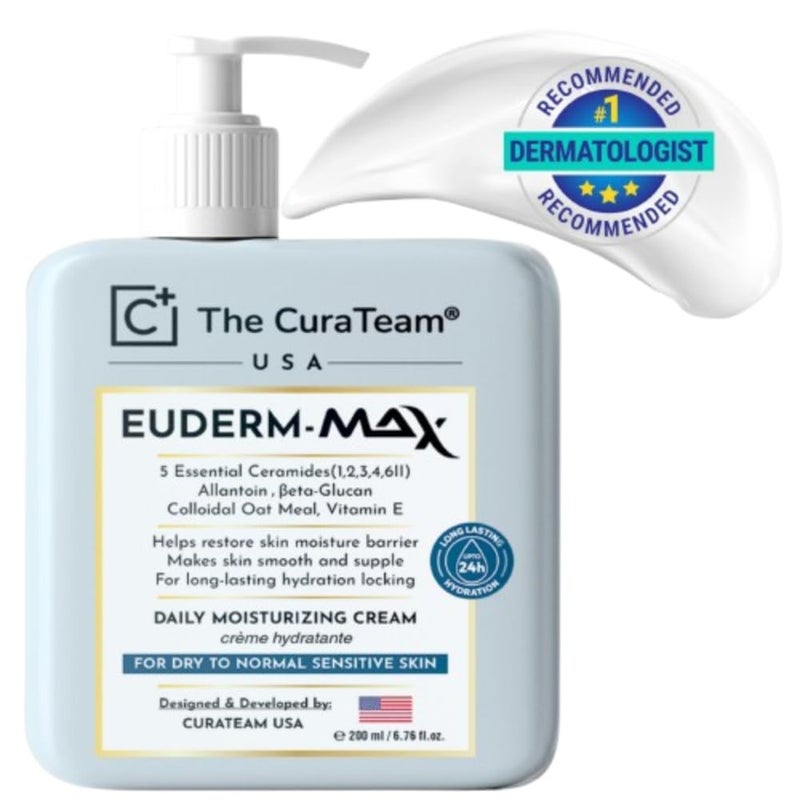 The CuraTeam The Cura Team Daily Moisturizer Cream USFDA Approved with 5 Ceramides  Hyaluronic Acid  Beta Glucan  Hydrating Face Moisturizer for Dry to Normal Sensitive Skin  200ml - Image 1