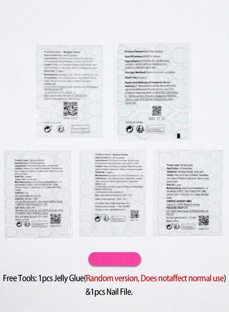 اظافر تركيب مجموعة 24 قطعة أظافر تركيب باللون الأزرق مع تصميم زهور أنيق - Image 3