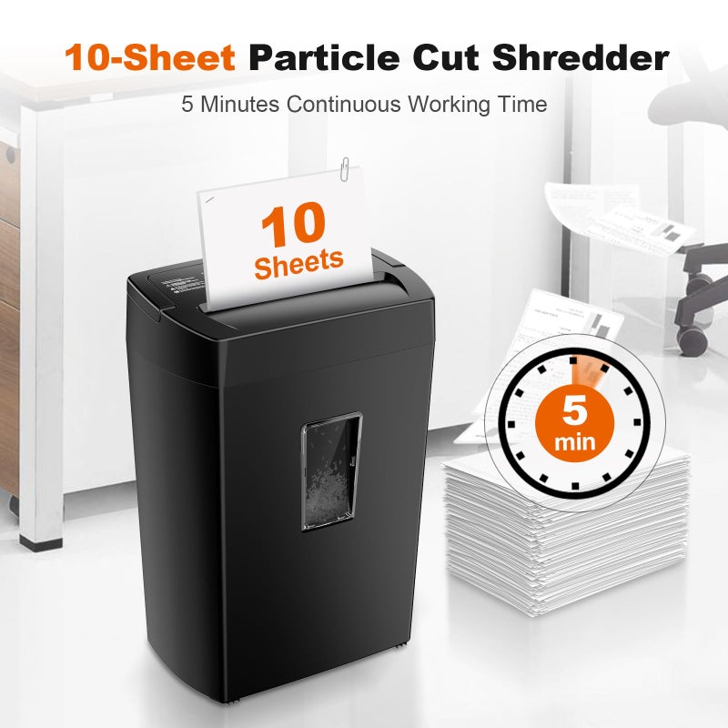Bonsaii Paper Shredder, 10-Sheet Home Office Shredders, Micro Cut Home Use Paper Shredder with 5.5 Gallons/P-4 High Security/5 Minutes/Shred Card,Staple,Clips (C275-B) - Image 3