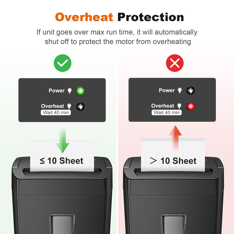 Bonsaii Paper Shredder, 10-Sheet Home Office Shredders, Micro Cut Home Use Paper Shredder with 5.5 Gallons/P-4 High Security/5 Minutes/Shred Card,Staple,Clips (C275-B) - Image 4