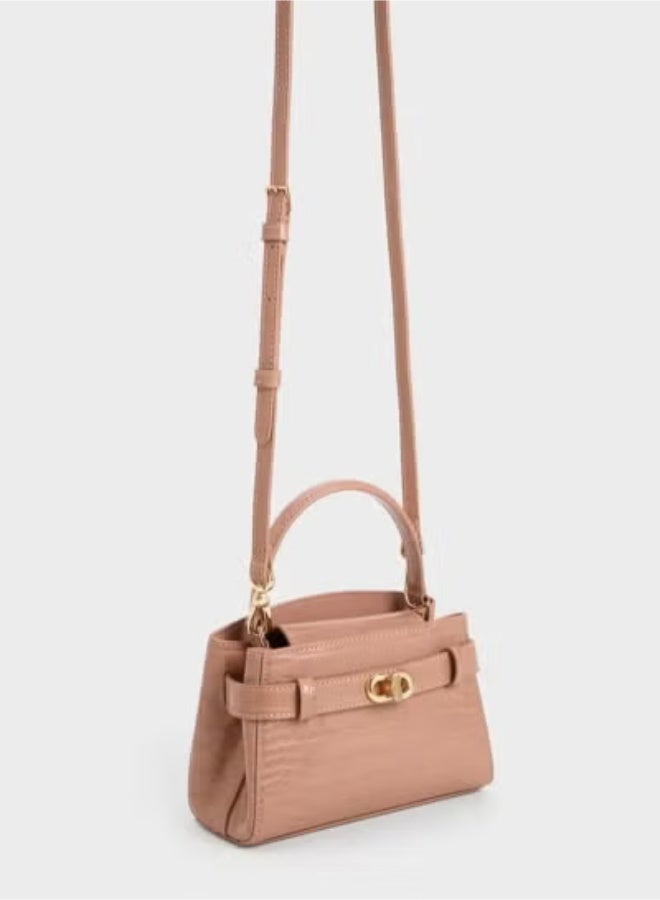 Charles & Keith Metal Buckle Strap Tote Shoulder Bag - Image 3