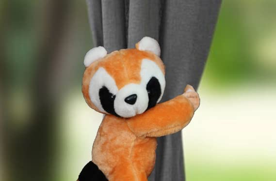 Tickles 2 Pcs Raccoon Soft Plush Toy Curtain Tiebacks Holder Clip for Children Living Room Decoration Accessories Window Curtain Decorations (Size: 30 cm Color: Brown) - Image 2