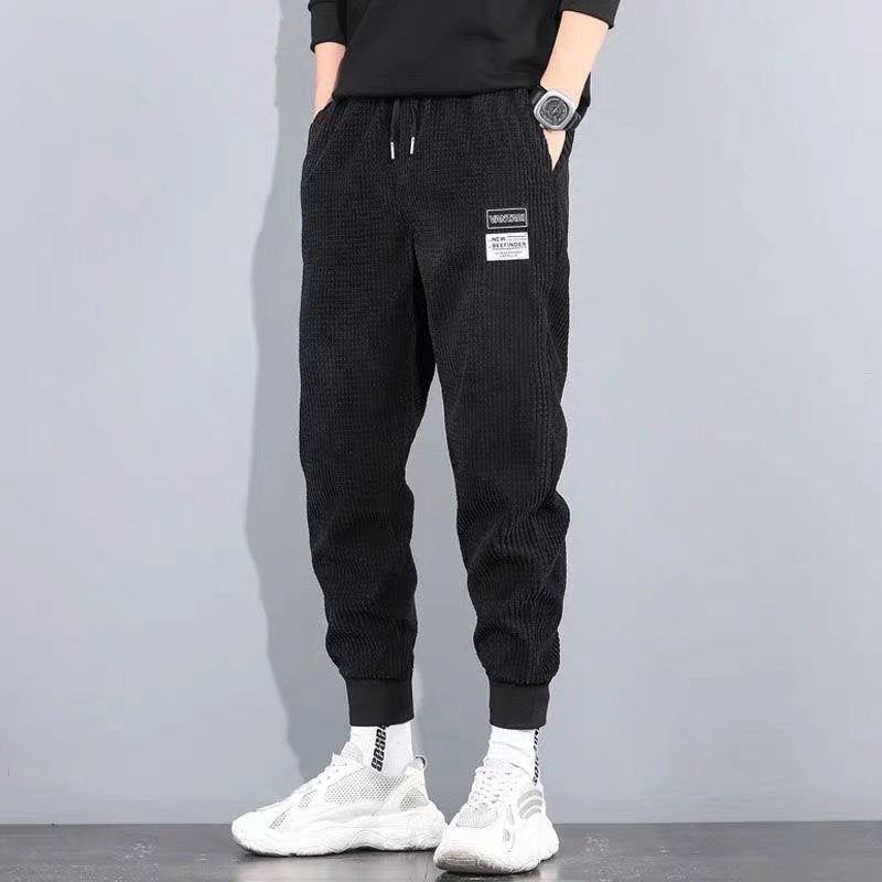 2022 Corduroy Pants Men Spring Casual Slim Joggers 0614 black (corduroy) 