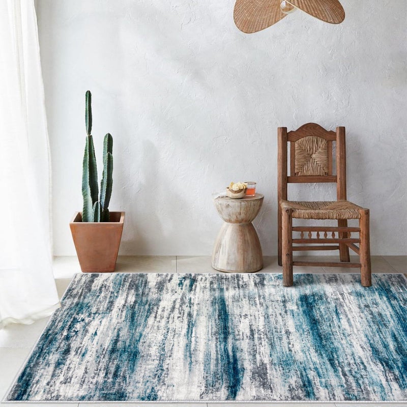 Kozyfly 4x6 منطقة سجادة أومبير الحديثة لسجاد غرفة نوم قابلة للغسل سجادة غير قابلة للانزلاق ناعم مخطط غرفة المعيش - Image 1