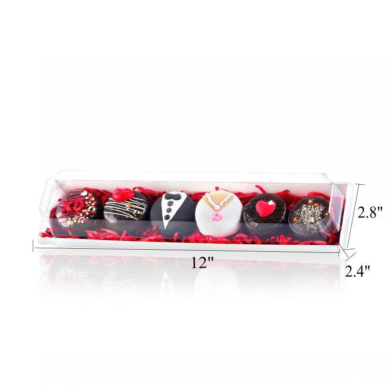 SLShePack 50 Pack 12 x 2.8 x 2.4 Inches Chocolated Covered Strawberries Boxes Macaron Boxes with Clear Lids, 12 Inches Long Bakery boxes with Window for Chocolate,truffle,Cocoa Bombs,Cookies - Image 2