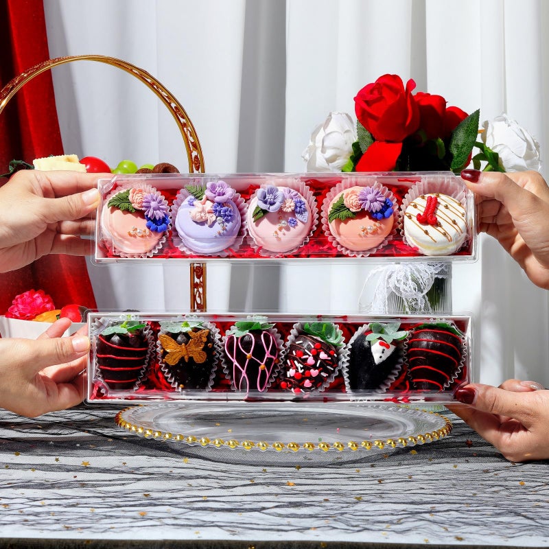 SLShePack 50 Pack 12 x 2.8 x 2.4 Inches Chocolated Covered Strawberries Boxes Macaron Boxes with Clear Lids, 12 Inches Long Bakery boxes with Window for Chocolate,truffle,Cocoa Bombs,Cookies - Image 5