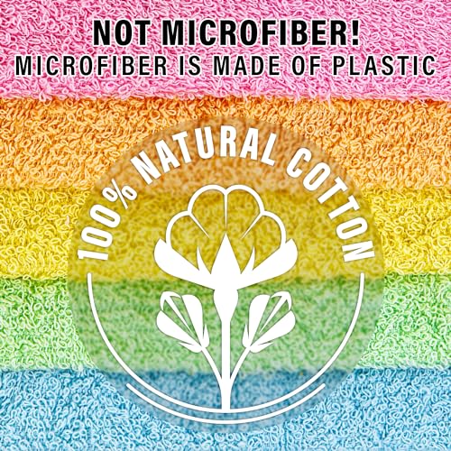 DecorRack 10 Pack 100% Cotton Wash Cloth, Luxurious Soft, 12 x 12 inch Ultra Absorbent, Machine Washable Washcloths, Assorted Colors (10 Pack) - Image 2