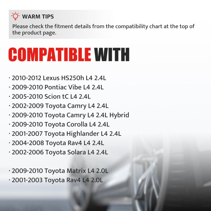NPAUTO Ignition Coil Pack & Spark Plugs Compatible with 2.4L 2002-2010 Toyota Camry, 2001-2008 Rav4, 02-06 Solara, 01-07 Highlander, 09-10 Corolla Matrix Pontiac Vibe, 05-10 Scion tC, 10-12 Lexus HS250h - Image 3