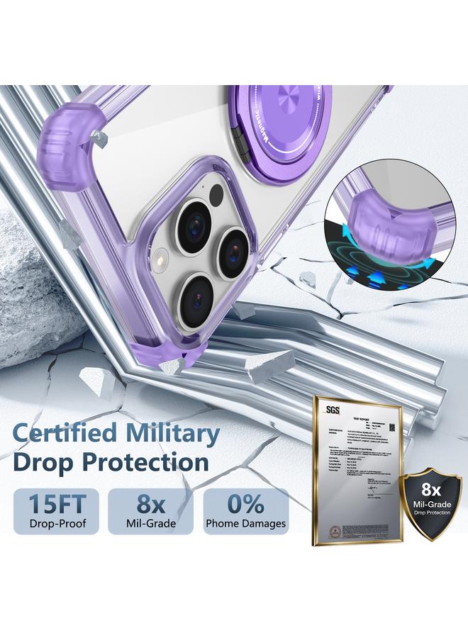 S-TOP Case For iPhone 15 Pro Max Gold Shield CD Pattern MagSafe Magnetic Phone Case with Rotating Stand - Image 2