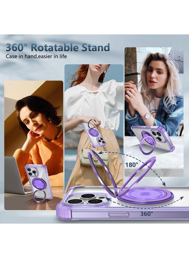 S-TOP Case For iPhone 15 Pro Max Gold Shield CD Pattern MagSafe Magnetic Phone Case with Rotating Stand - Image 4