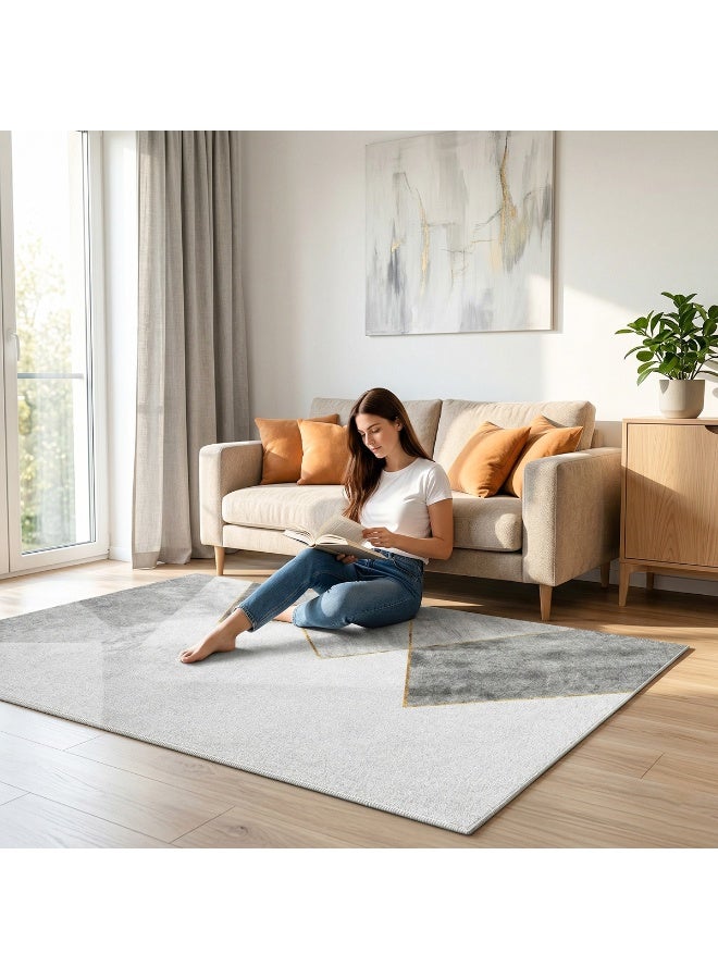 VUCATIN Rugs for Living Room Soft Modern Abstract Carpet Non-Slip Bedroom Rug Large Short Pile Area Rugs Home Decor (Geometric 160 x 230 cm) - Image 5