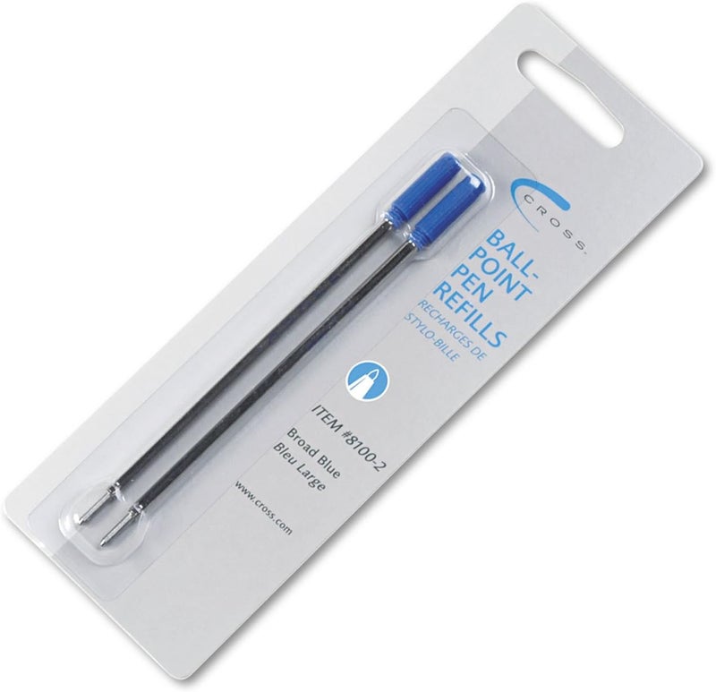 Cross Standard Ballpoint Pen Refill, Broad Blue Ink, 2 Count