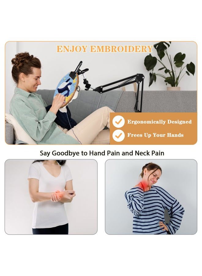 Cheloment Adjustable Embroidery Hoops Stand for Hand Work,Cross Stitch Frame with 360° Rotation, Embroidery Stand Lap Suitable for Embroidery Kit,3-in-1 Hoop/Tablet/Phone Holder Floor Stand, Black - Image 5