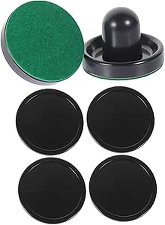Black Air Hockey Paddles and Pucks Set for Indoor Game Tables Home Entertainment
