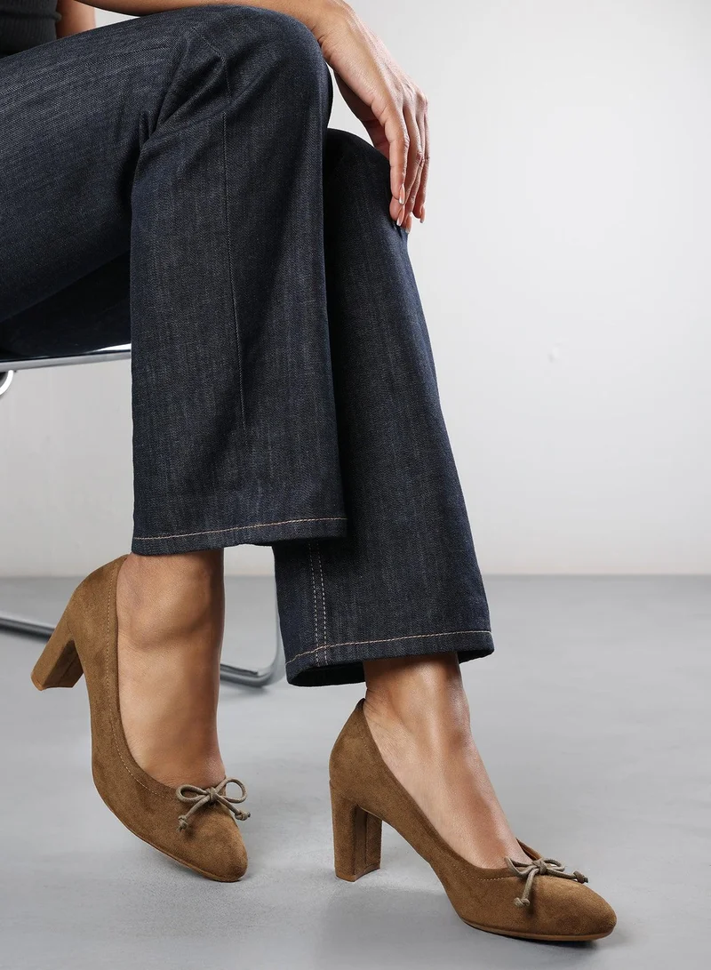 ويرز ذات فروم Primrose' Block Heel Court Shoe With Bow Detail