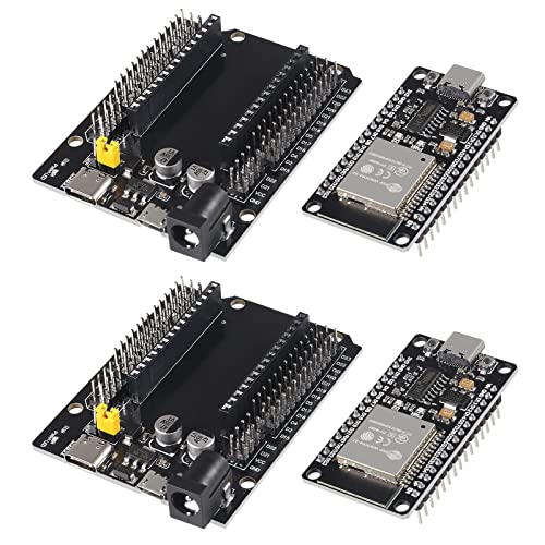 AITRIP 2 Sets ESP-WROOM-32 ESP32 ESP-32S Type-C USB Development Board Type-C USB CH340C WiFi+Bluetooth Ultra-Low Power Dual Core ESP32-DevKitC-32 ESP-WROOM-32 Expansion Board for Arduino - Image 1