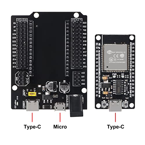 AITRIP 2 Sets ESP-WROOM-32 ESP32 ESP-32S Type-C USB Development Board Type-C USB CH340C WiFi+Bluetooth Ultra-Low Power Dual Core ESP32-DevKitC-32 ESP-WROOM-32 Expansion Board for Arduino - Image 4