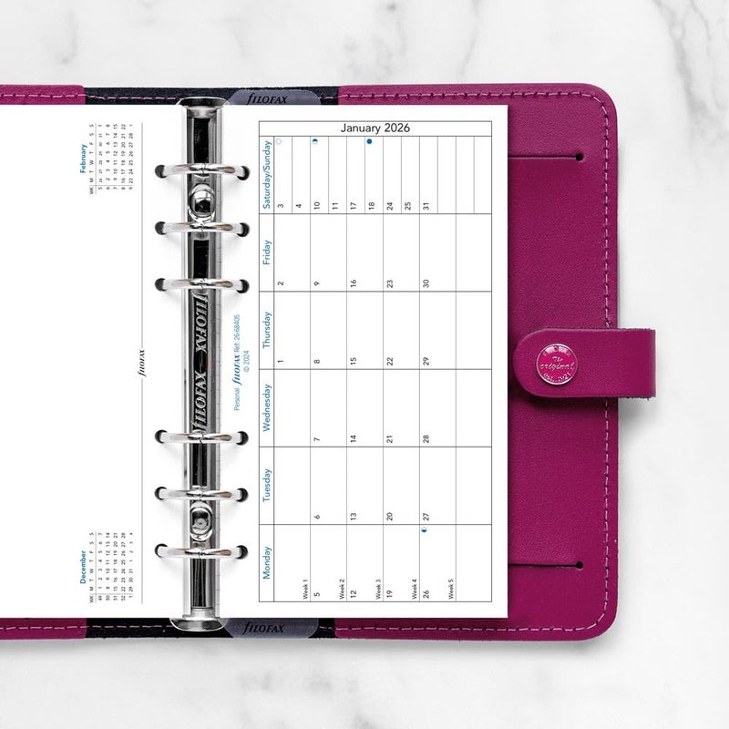FILOFAX إعادة تعبئة مفكرة فيلوفاكس، حجم شخصي/مضغوط، شهر في صفحة واحدة مع ملاحظات، أفقي، ورق أبيض، إنجليزي، 2026 (C68405-26) - Image 5