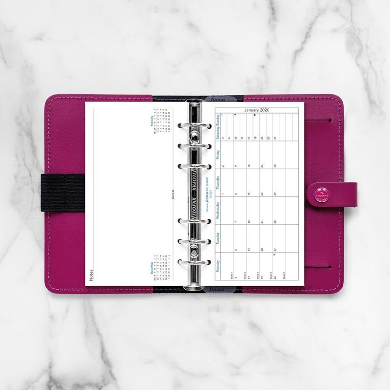 FILOFAX إعادة تعبئة مفكرة فيلوفاكس، حجم شخصي/مضغوط، شهر في صفحة واحدة مع ملاحظات، أفقي، ورق أبيض، إنجليزي، 2026 (C68405-26) - Image 4