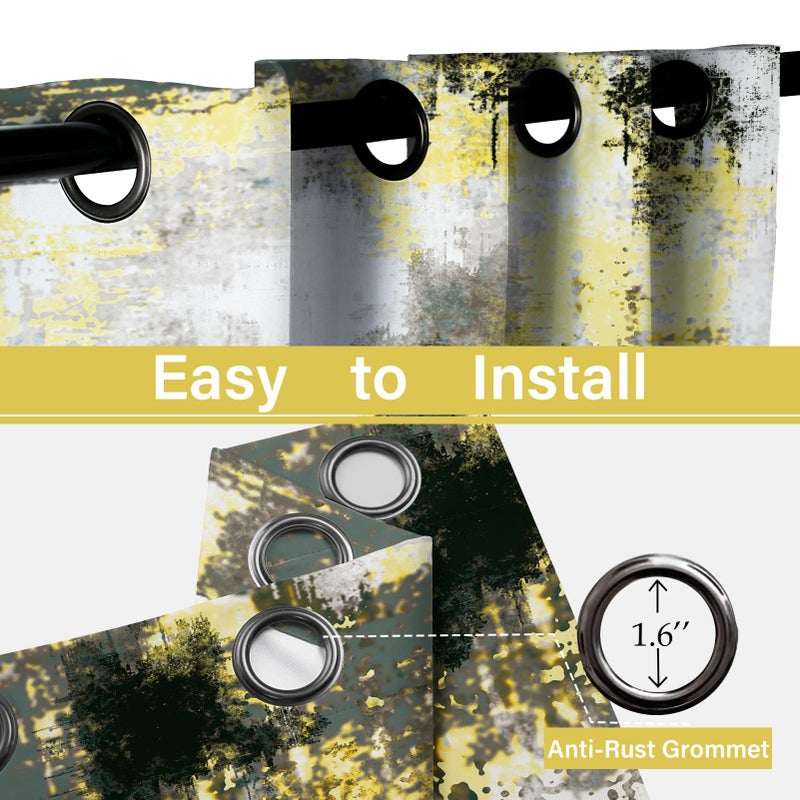 Asuexpect Abstract Curtains 2 Panels Abstract Rust Curtain Room Darkening Grommet Window Treatments Modern Decorative for Bedroom Living Room, 52x84 Inches, Black Yellow - Image 5