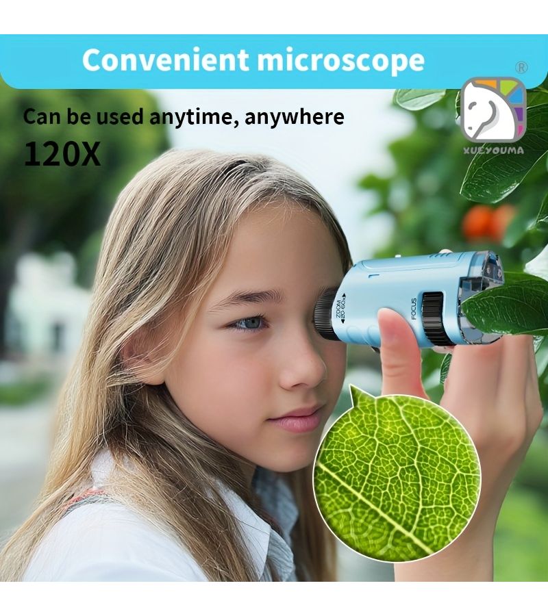 Xueyouma Portable Microscope 60X-120X Handheld Mini LED for Kids Science Toys Gift Model SD225 - Image 5