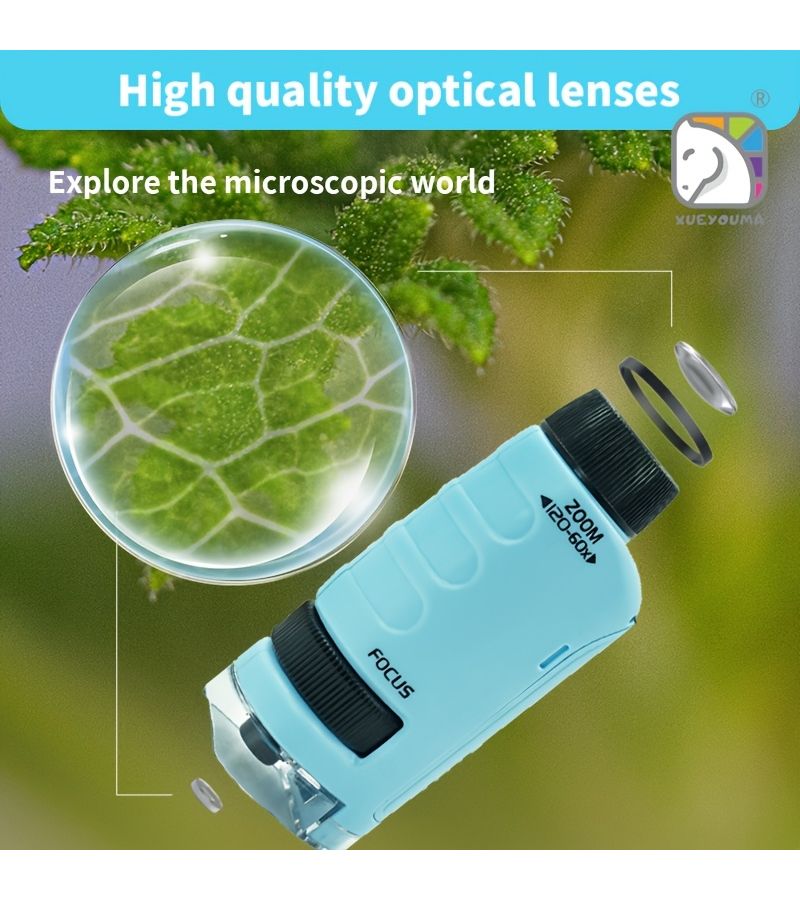 Xueyouma Portable Microscope 60X-120X Handheld Mini LED for Kids Science Toys Gift Model SD225 - Image 2