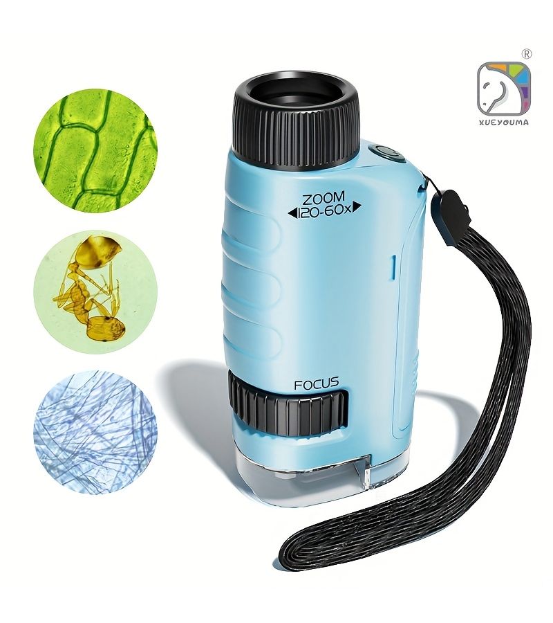 Xueyouma Portable Microscope 60X-120X Handheld Mini LED for Kids Science Toys Gift Model SD225 - Image 1