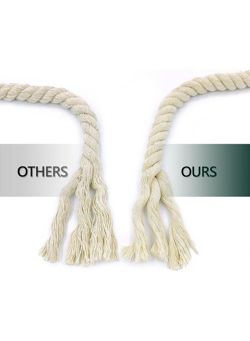 حبل من القطن بسمك 8 ملم وطول 20 متر من روستين، حبل قطني سميك من خيوط المكرمية بالوأن قوس قزح، مجموعة يدوية للحديقة والشرفة وديكور المنزل، بلون بيج - Image 3