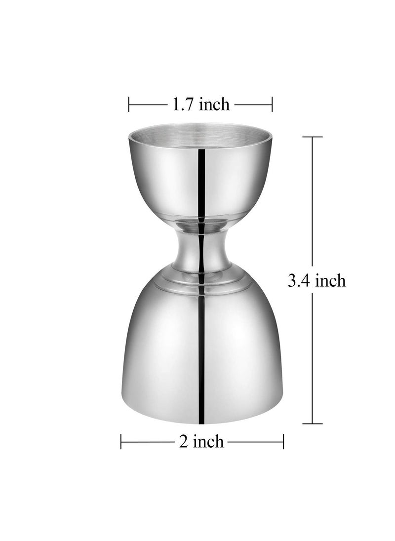 NJ NJ Double Cocktail Bar Jigger, Electro Plated Nickel Silver with Chrome Finish Peg Measurer Cup, Bar Tools, Bar Accessories, Peg Measurer 30 and 60 ml  - Image 2