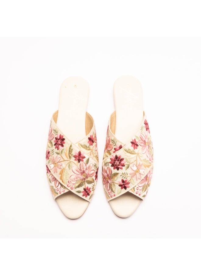 Crystalicious Rose Lace Women Flat Handcrafted by Artisticas Eco-Friendly Elegance with Embroidery All-Day Comfort - Image 1