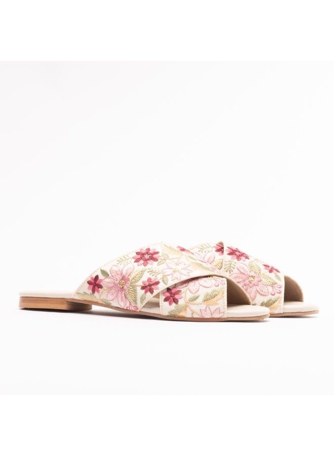 Crystalicious Rose Lace Women Flat Handcrafted by Artisticas Eco-Friendly Elegance with Embroidery All-Day Comfort - Image 2