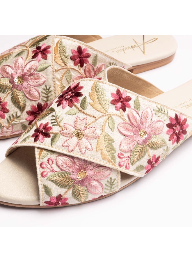 Crystalicious Rose Lace Women Flat Handcrafted by Artisticas Eco-Friendly Elegance with Embroidery All-Day Comfort - Image 3