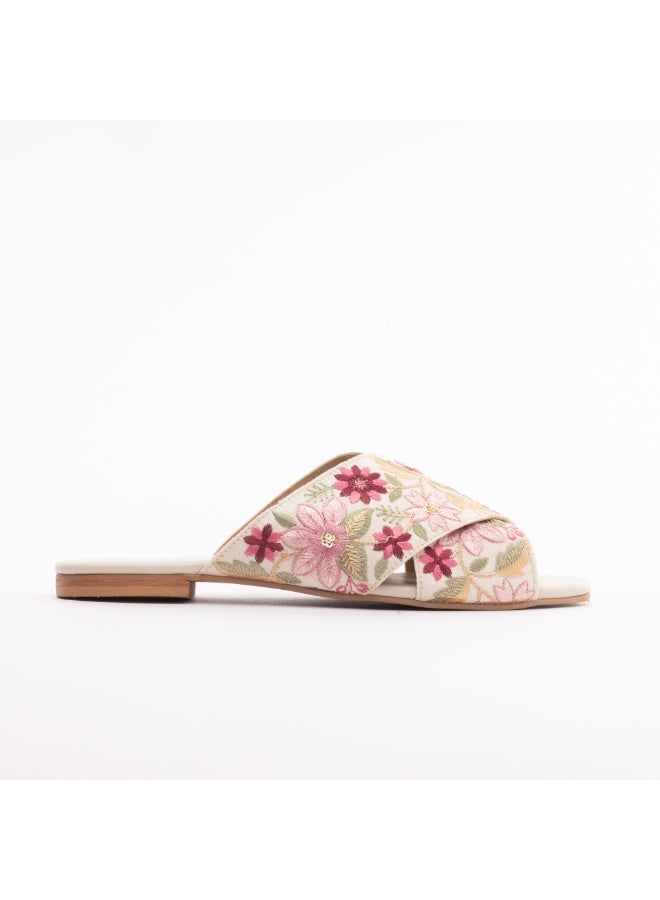 Crystalicious Rose Lace Women Flat Handcrafted by Artisticas Eco-Friendly Elegance with Embroidery All-Day Comfort - Image 4