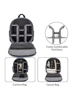 Generic Small Camera Backpack for DSLR SLR Mirrorless Camera Outdoor Travel Hiking Photography Waterproof Unisex Camera Case Compatible with Sony/Canon/Nikon/Fuji (Blue)  - Image 4