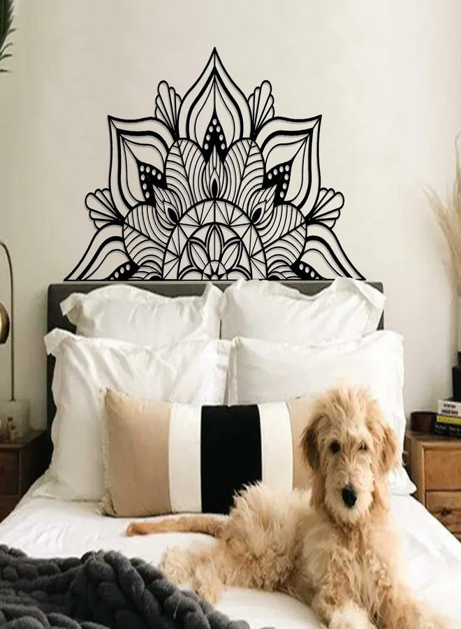 ESTART Large Metal Mandala Wall Art, Unique Lotus Flower Wall Decor Artwork, Suitable for Office and Home Indoor and Outdoor Decoration (Black) - Image 1