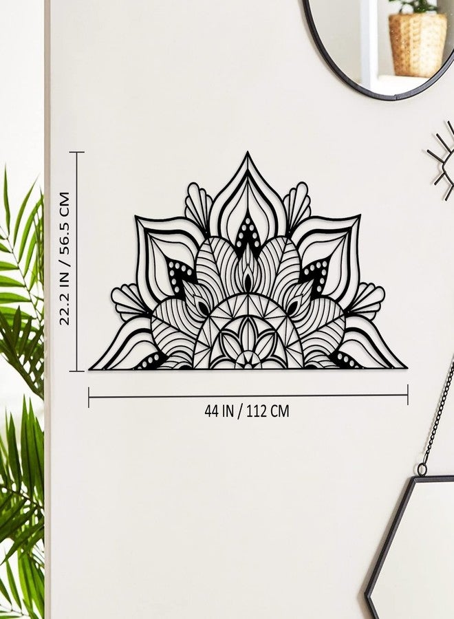 ESTART Large Metal Mandala Wall Art, Unique Lotus Flower Wall Decor Artwork, Suitable for Office and Home Indoor and Outdoor Decoration (Black) - Image 2