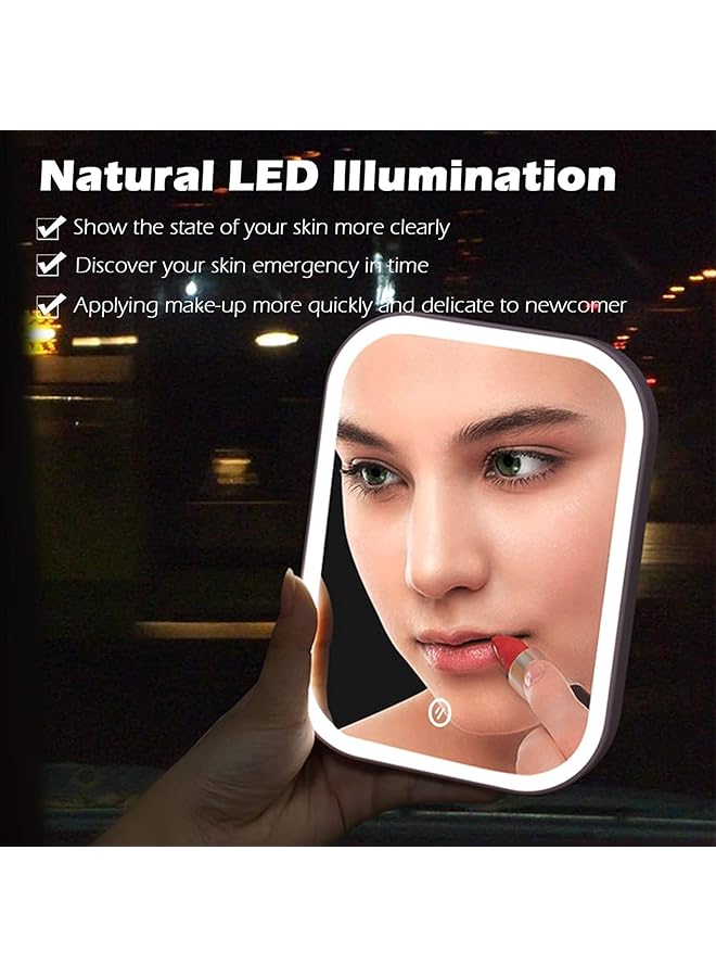 erorex Makeup Mirror With Light And Magnifying Delfino Lighted Vanity With Touch Screen Dimmable Intelligent Switch Portable And Foldable Stand Makeup Mirror For Tabletop Bathroom 3 Color - Image 2