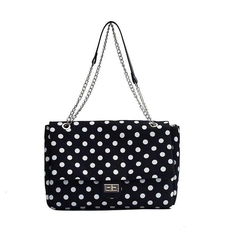 Large Capacity Polka Dot Square Tote Bag Fashionable Chain Underarm Shoulder Bag Simple Crossbody Bag - Image 1