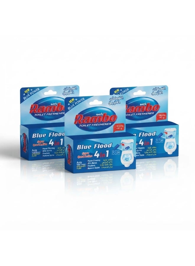 3 bottles of Flood Blue Toilet Cleaner, 2 pieces per carton, 6221999109503