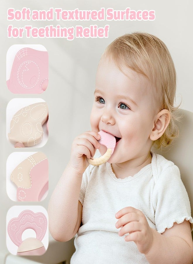 Vanplay Baby Toys 0-6 Months, Baby Rattles, Teething Toys 3-6 Months, Infant Toys 6-12 Months, 10PCS Pink Sensory Rattles & Teethers with Storage Box, Newborn Shower Gift Girl - Image 3